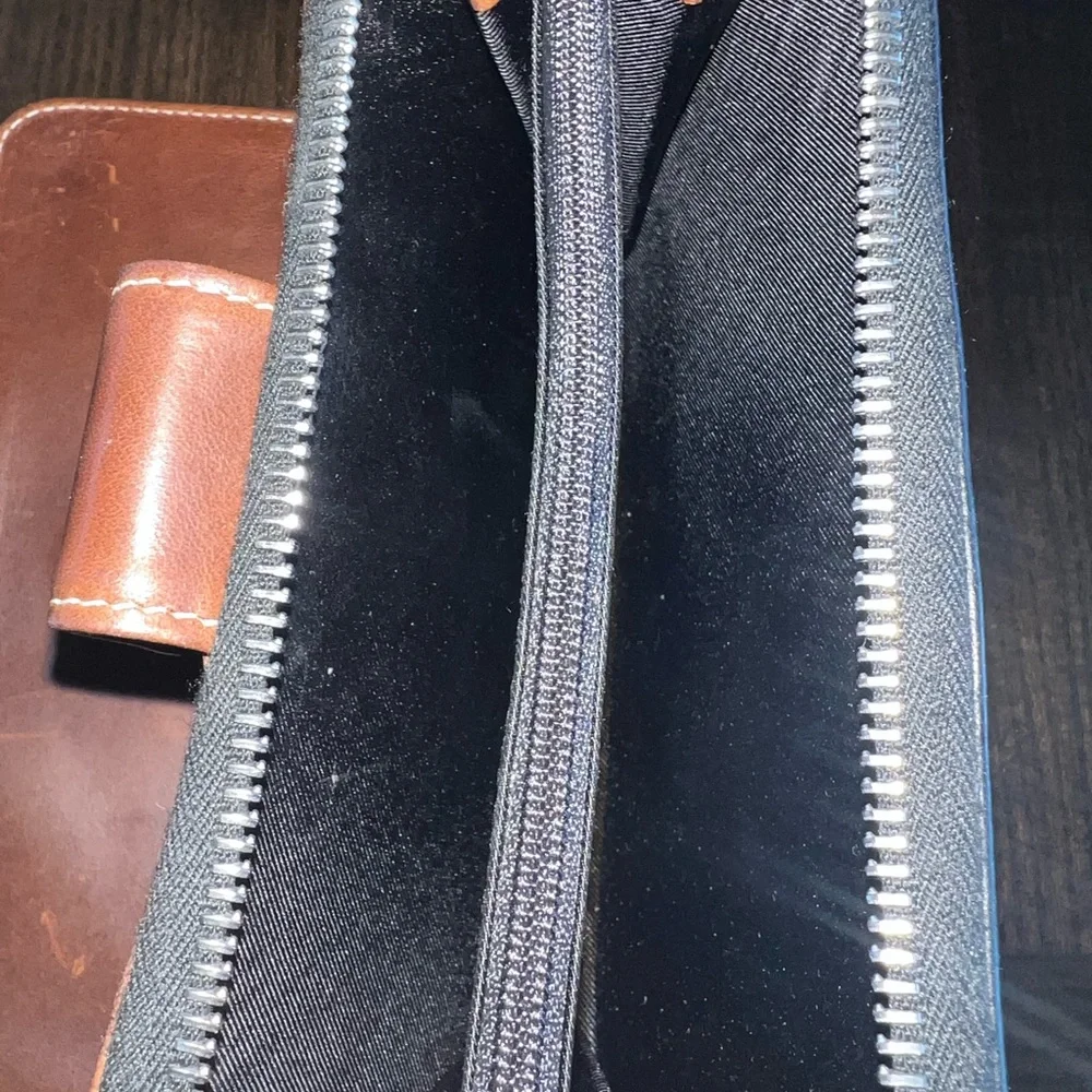 Dooney & Bourke Black and Brown Leather Long Zipper Wallet - Picture 4 of 7